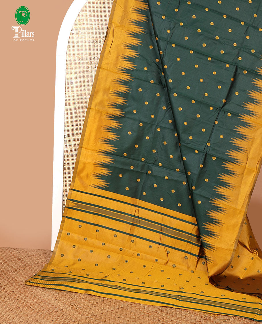 Bottle green butta thread design litchi silk saree with thalampoo design border & chit pallu along with butta design blouse