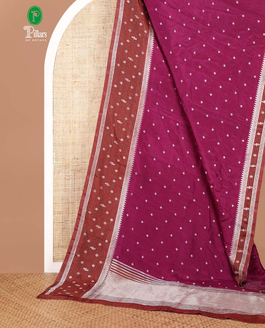 Purple zari dola silk saree with banaras border & rich pallu along with plain blouse