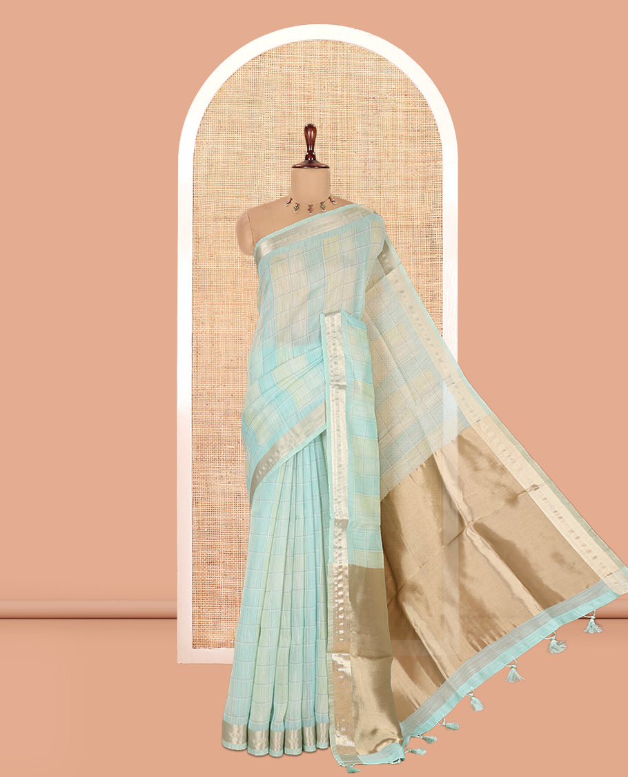 Sea Green Linen Saree