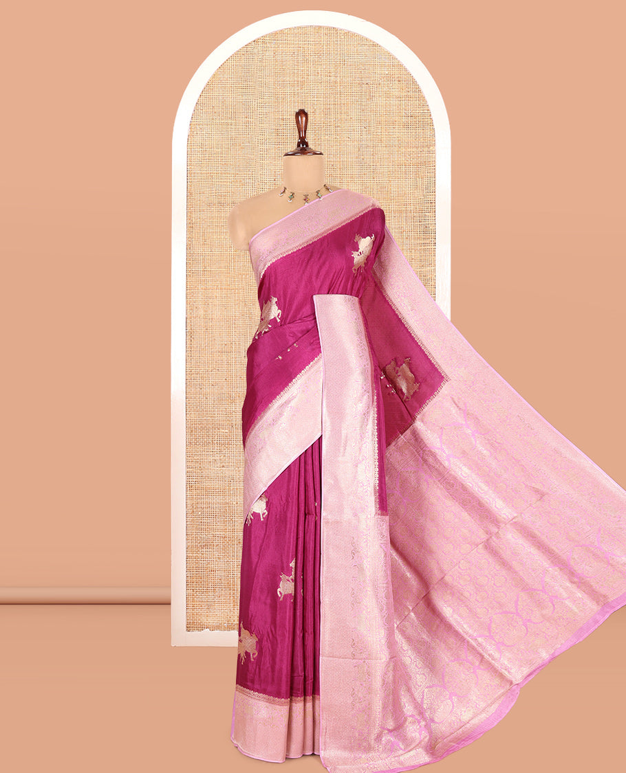Lavender Semi Raw Silk Saree