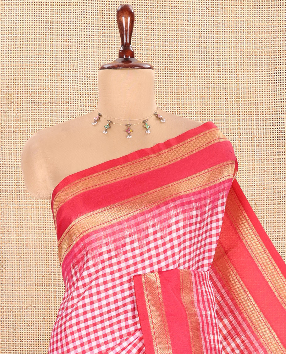 Orange Chettinad-Style Soft Silk Saree