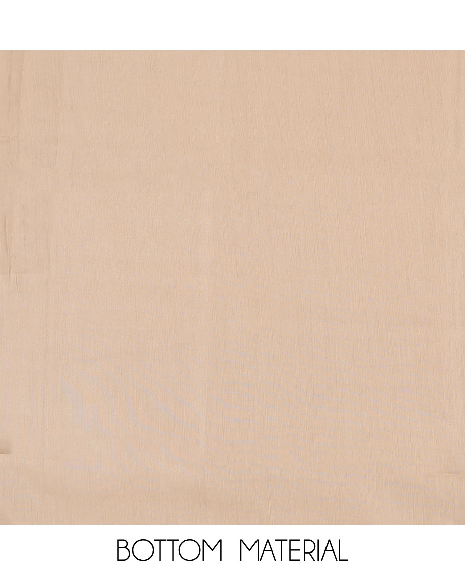 Brown material chudidar set, floral printed with thread embroidered top, contrast plain bottom, and sequins striped dupatta