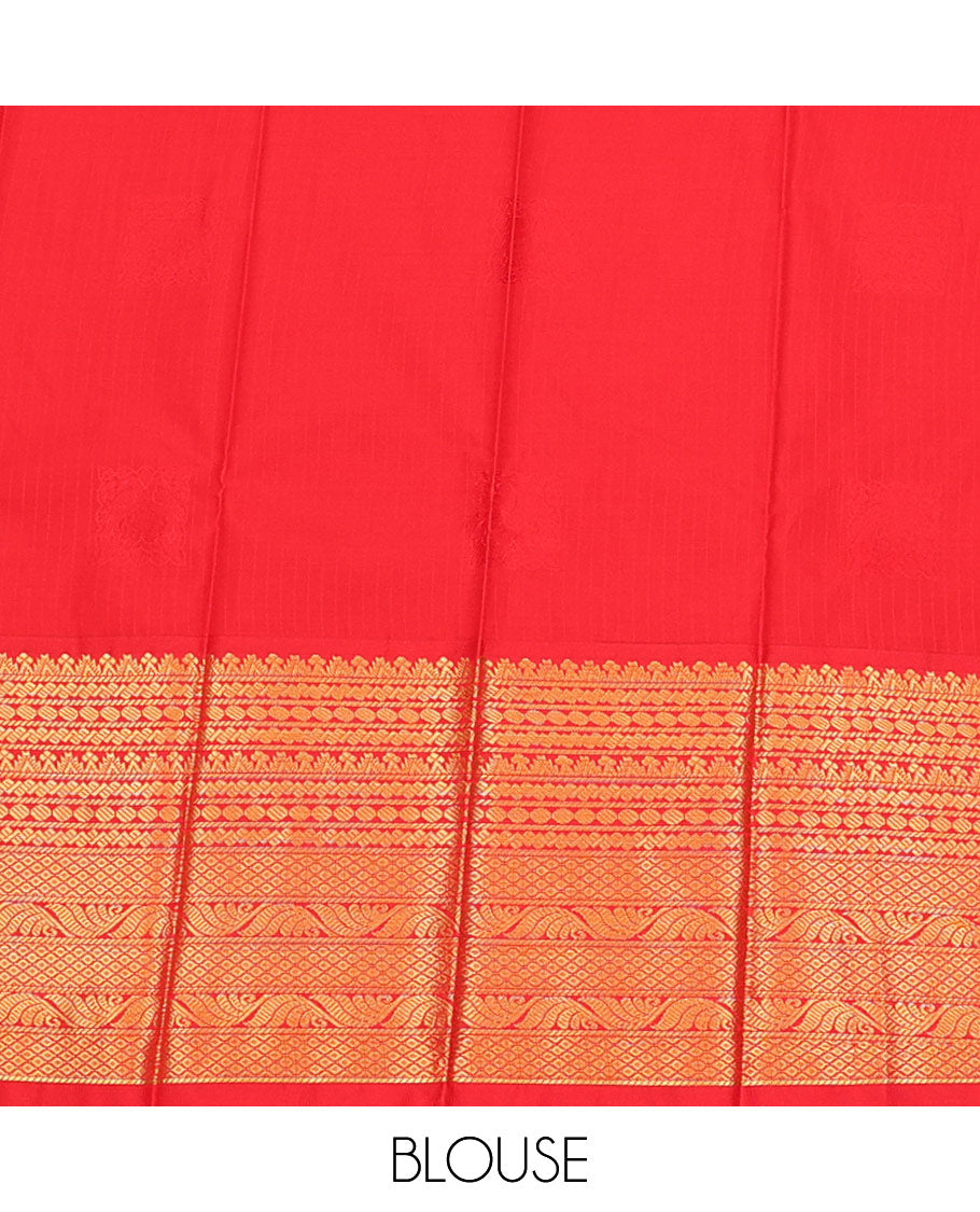 Maroon Budget Silk Saree Adorned with Square-Shaped Zari Buttas and Stripes, Complemented by a Contrast Traditional Zari Design Woven Big Border, Pallu Steeped with Zari Designs, and Paired with a Contrast Blouse