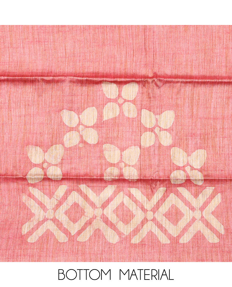 Grey material chudidar set, batik style printed with neck embroidered top, contrast plain bottom, and batik printed dupatta