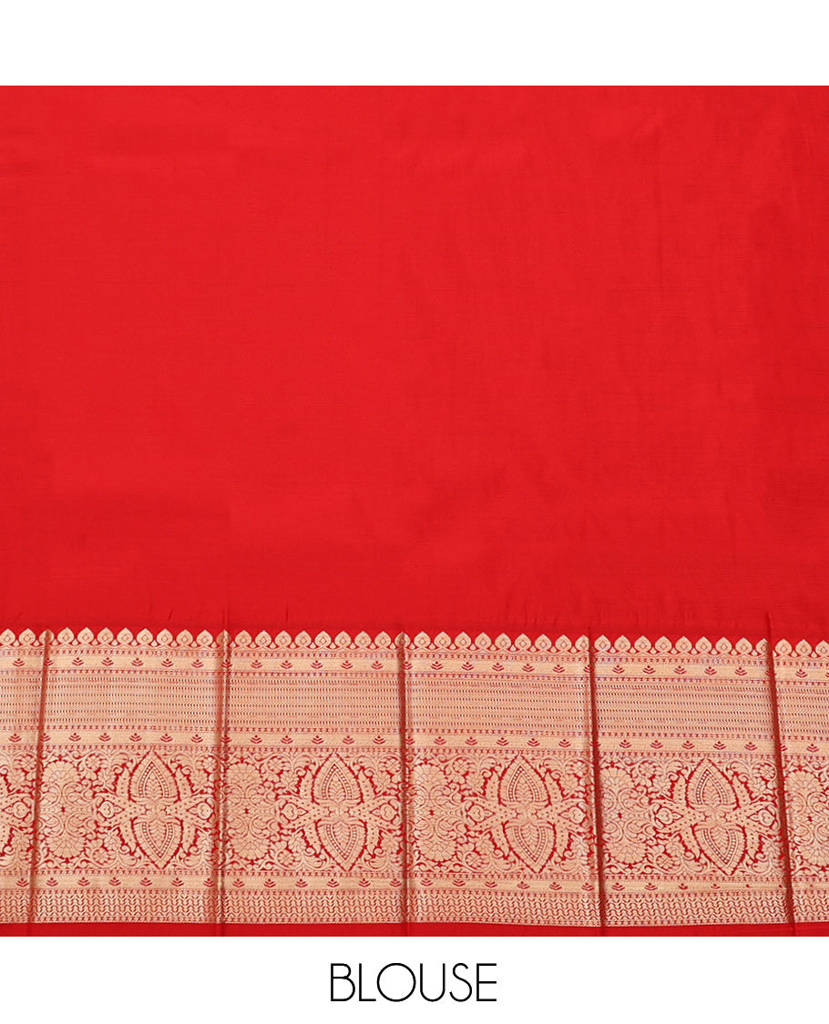 Blue Budget Silk Saree, Crafted with Zari Buttas, Complemented by a Contrast Traditional Zari Border, Jaal Pallu, and a Contrast Blouse