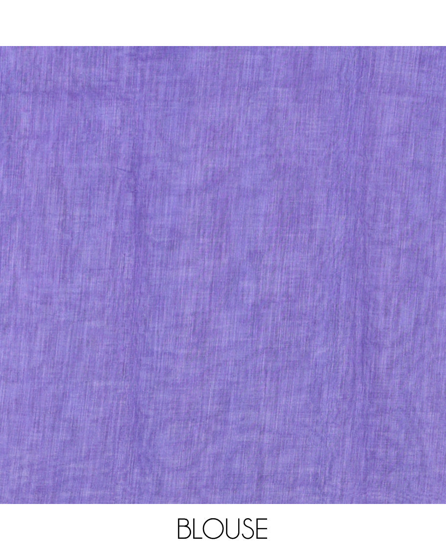 Borderless Black-Violet Linen Cotton Saree