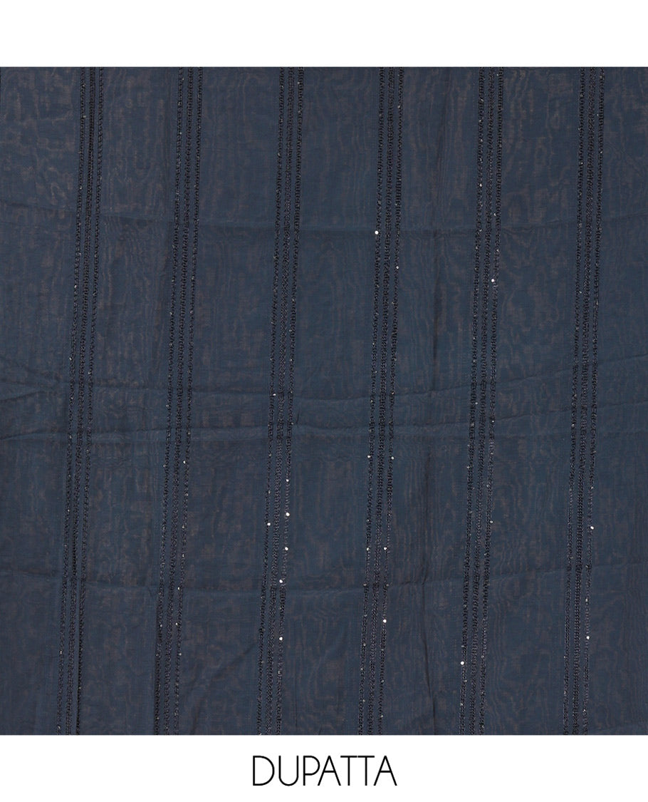 Multi-Color Shimmer Tissue Material Churidar Showcasing Madras Checks Neckwork Top, a Contrast Bottom, Sequins Striped Dupatta