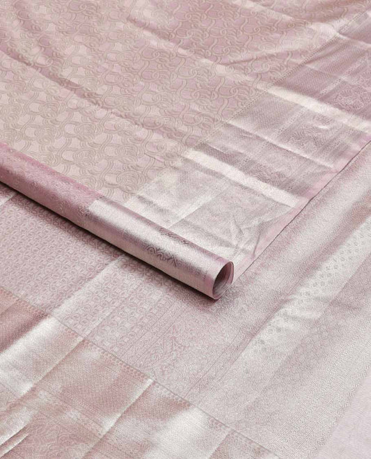 Lavender design kancheepuram tissue silk saree with self border of intricate zari design & geometric design pallu