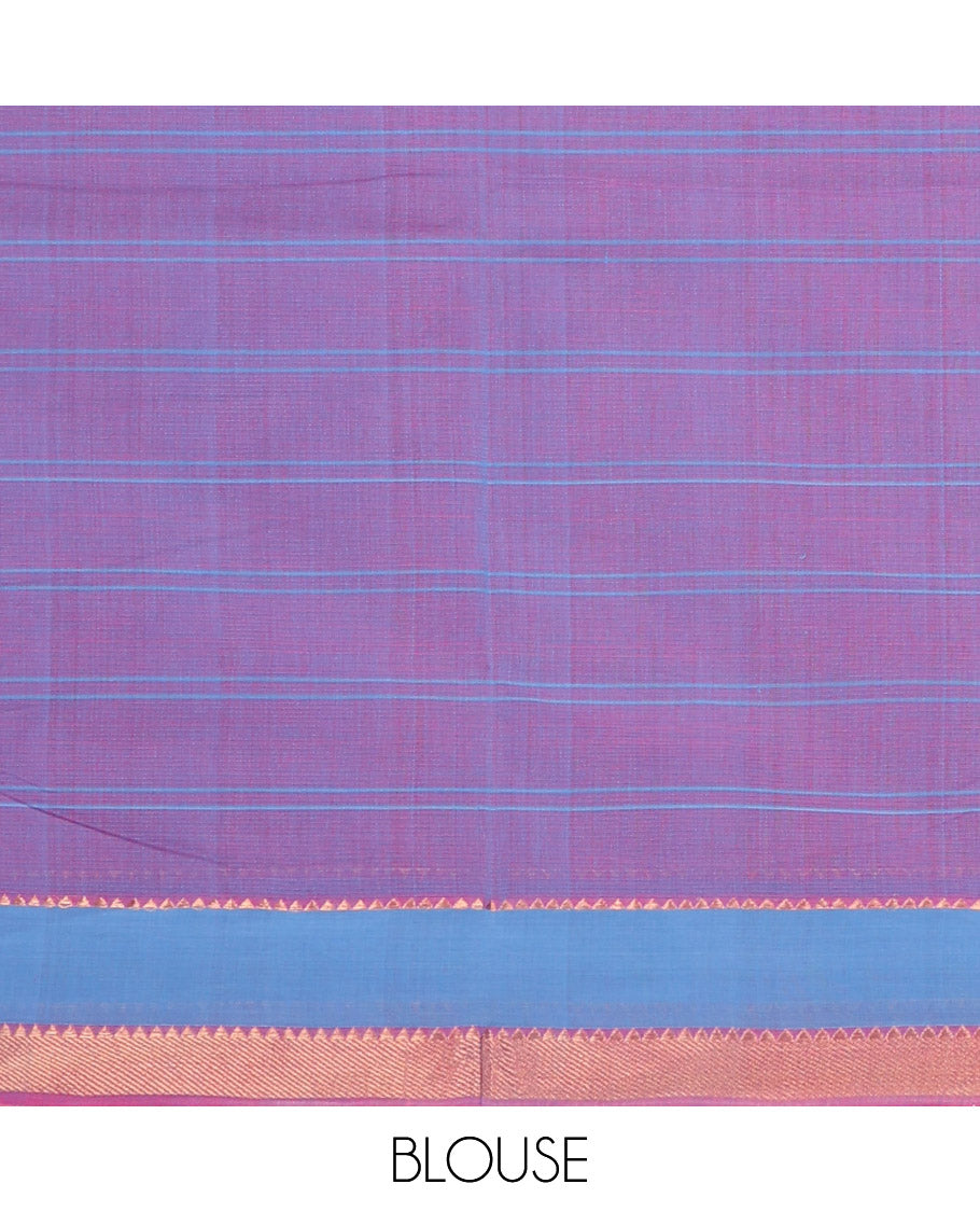 Red checked mangalagiri cotton saree with contrast temple border & checked pallu