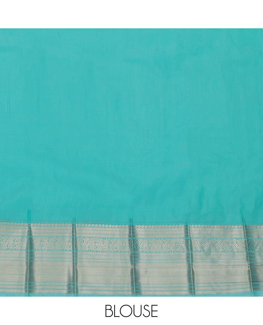 Orange Budget Silk Saree, Accentuated with Zari Buttas and Checks, Complemented by a Contrast Traditional Zari Border, Grand Pallu, and Contrast Blouse