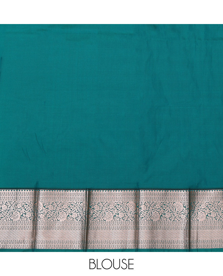 Purple Budget Silk Saree, Spotlighted with Zari Buttas, Complemented by a Contrast Traditional Zari Border, Grand Pallu, and a Contrast Blouse