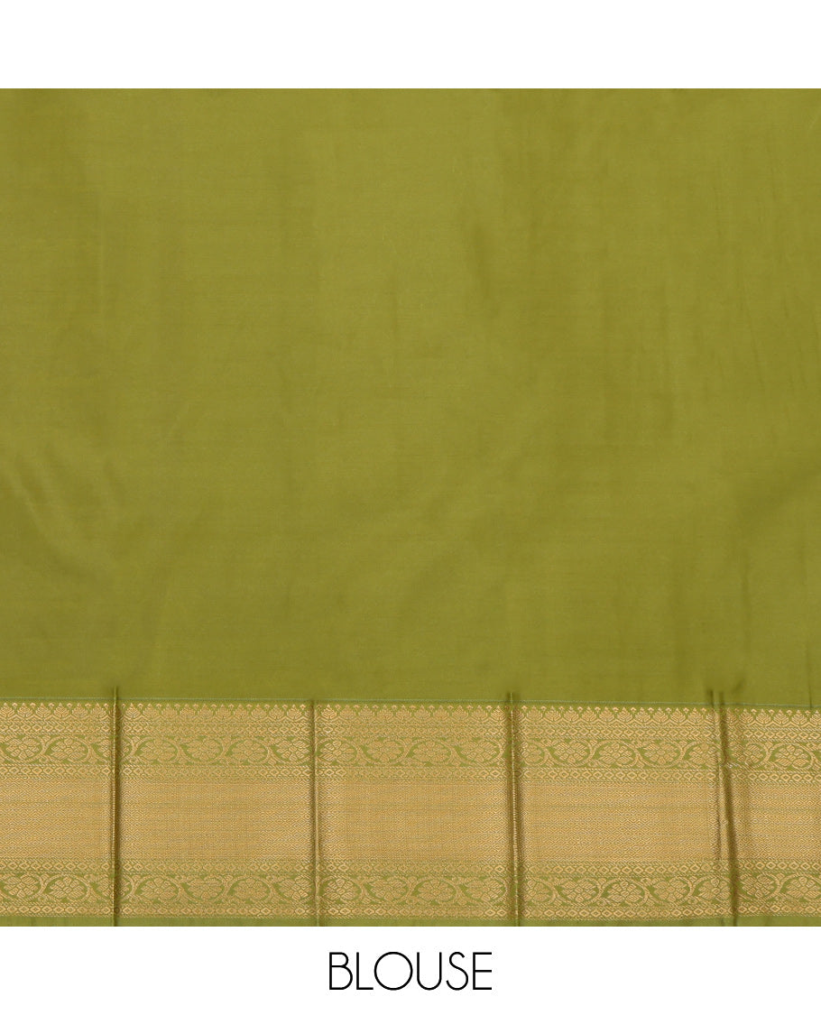 Brown Budget Silk Saree, Richly Detailed with Zari Buttas, a Contrast Traditional Zari Border, Grand Pallu, and a Contrast Blouse