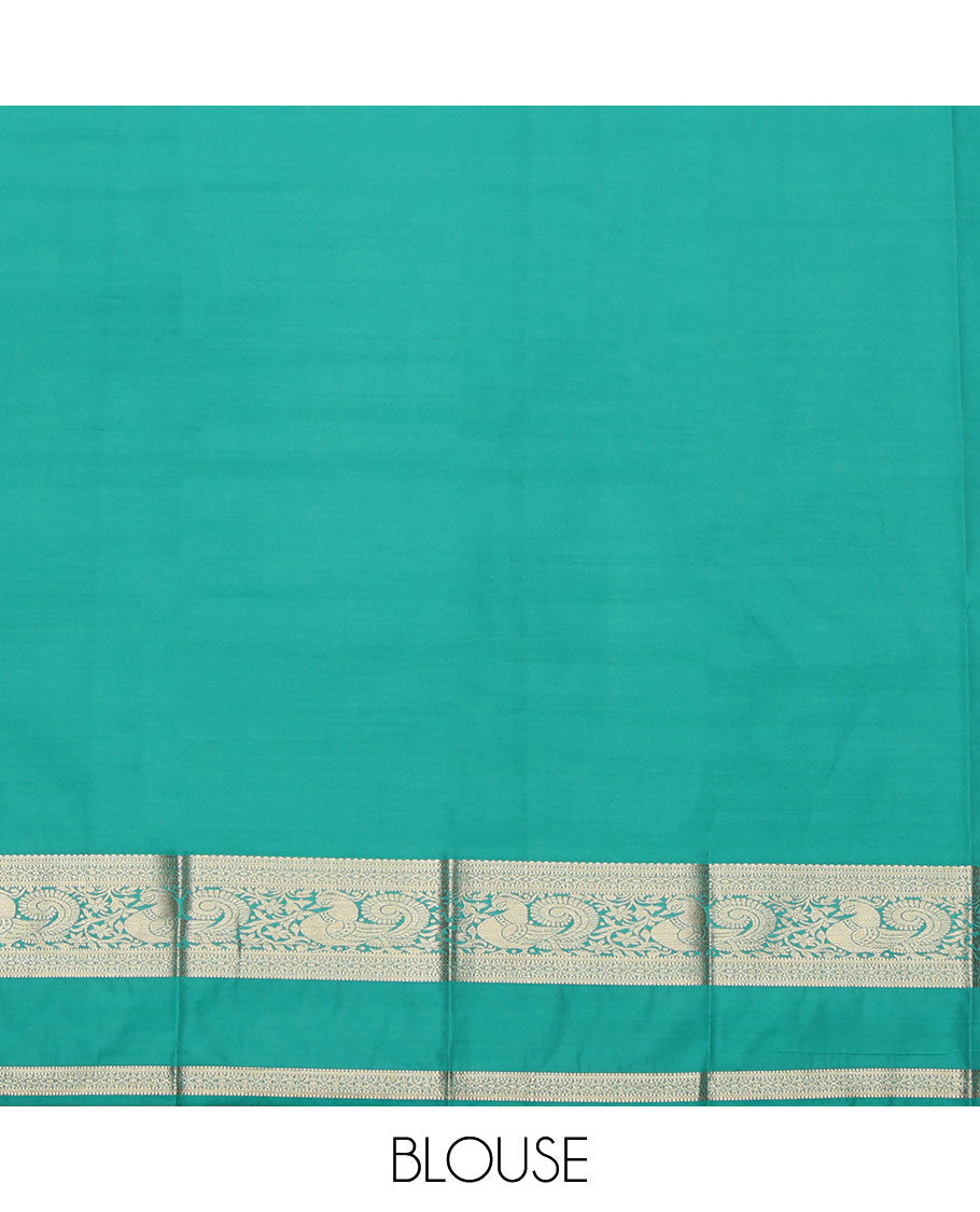 Pink Budget Silk Saree, Elevated with Zari Buttas All Over Its Body, Highlighted by a Traditional Zari Design Border of Peacocks, Captivating Contrast Pallu of Intricate Design, and Paired with a Contrast Blouse