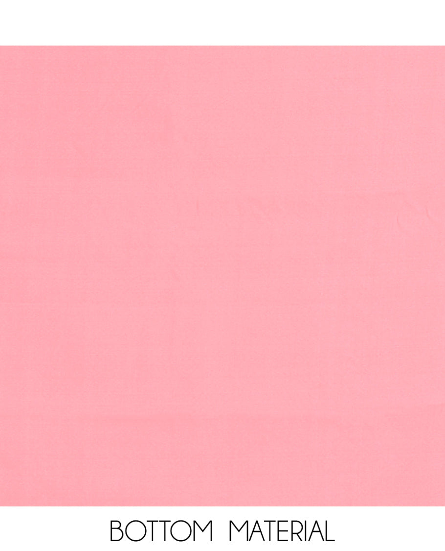 Onion Pink Material Churidar Set, Elevated with Zari Buttas and Crosia Lace with Mirror Work Chanderi Top, Comes with a Plain Bottom, Zari Woven Chanderi Dupatta