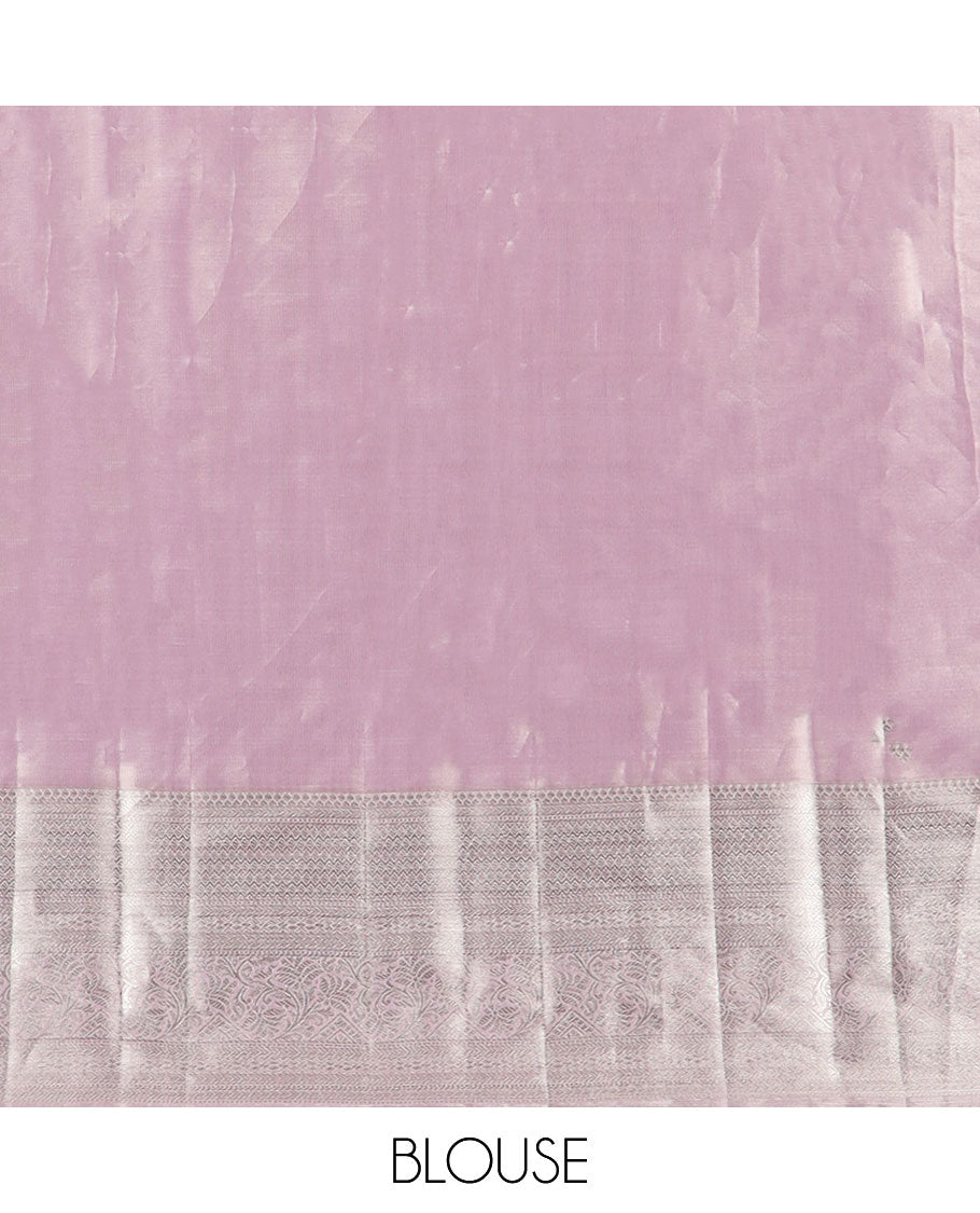 Lavender design kancheepuram tissue silk saree with self border of intricate zari design & geometric design pallu
