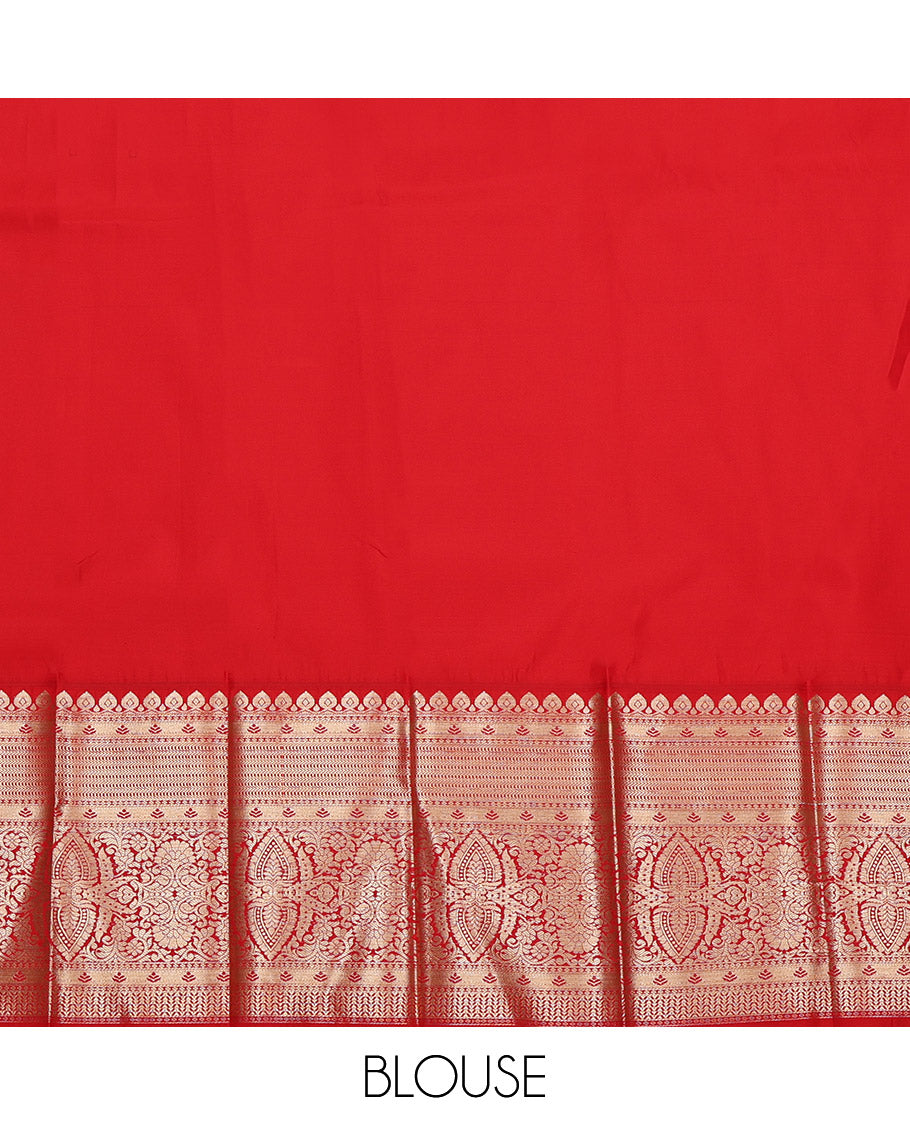 Blue Budget Silk Saree, Finely Crafted with Zari Buttas All Over Its Body, Complemented by a Contrast Traditional Zari Design Border, Grand Jaal Pallu, and Paired with a Contrast Blouse