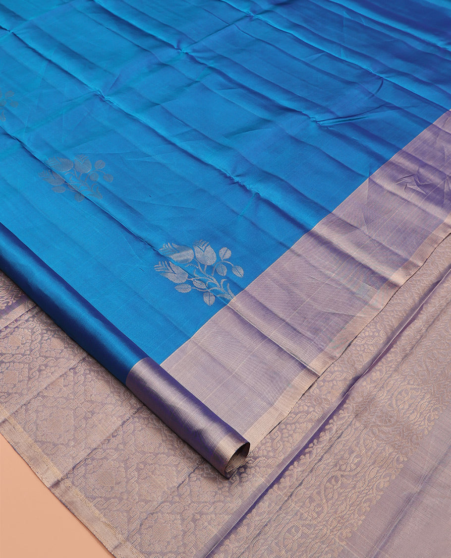 Blue Floral Zari Butta Woven Mayuri Lite Silk Mix Saree