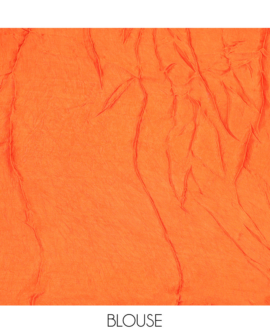 Borderless Orange Bandhani Dola Silk Saree