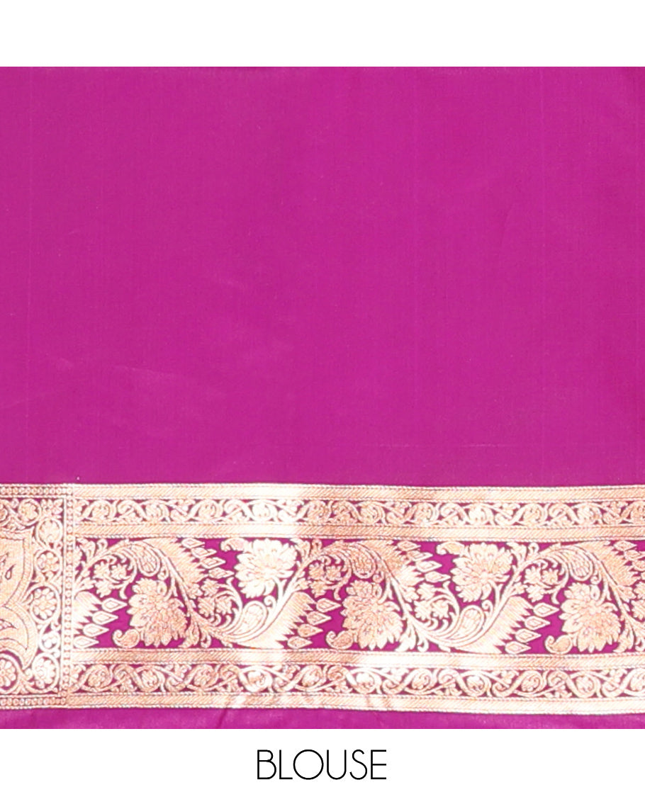 Purple Banarasi Nylon Saree, Enriched with Buttas, a Floral Creeper Zari Border, Intricate Pallu, and a Matching Blouse
