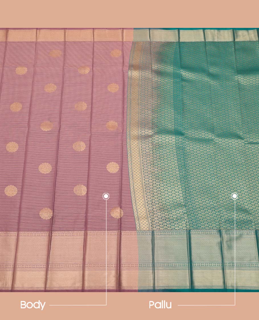 Rosewood Pink Budget Silk Saree, Graced with Zari Buttas and Stripes All Over Its Body, Highlighted by Traditional Zari Designs Woven Border, Grand Jaal Pallu and Paired with a Contrast Blouse