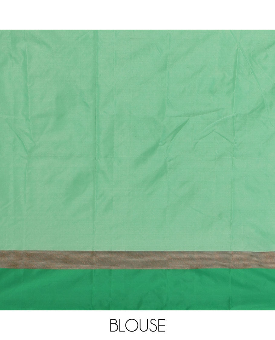 Cream thread butta semi soft silk saree with satin border & lining pallu along with plain blouse