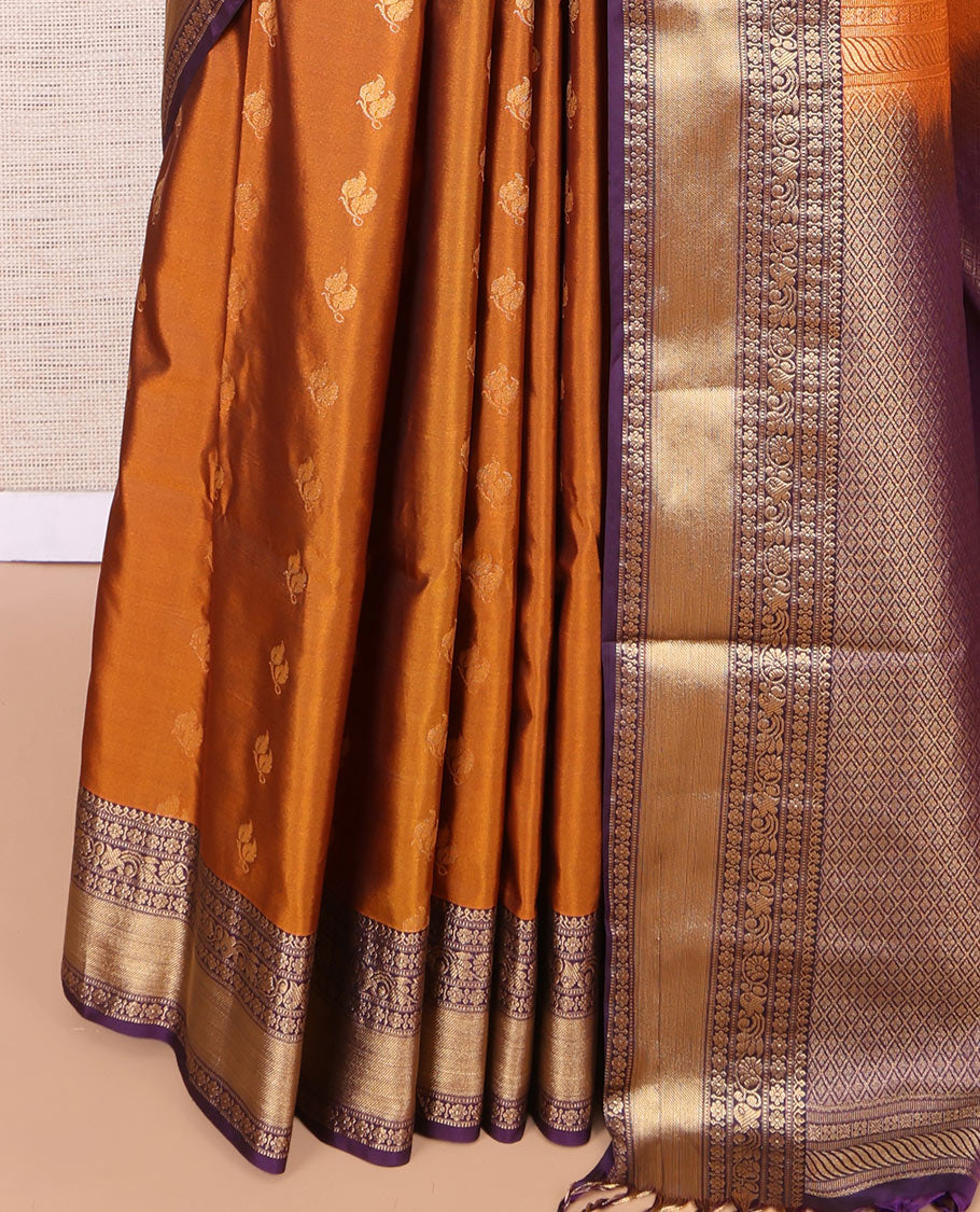 Orange Zari Buttas Budget Silk Saree