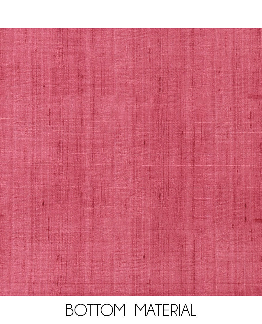 Chikku-base semi-tussar material chudidar set, floral & warli motifs top, contrast onion pink plain bottom & warli motifs steeped dupatta