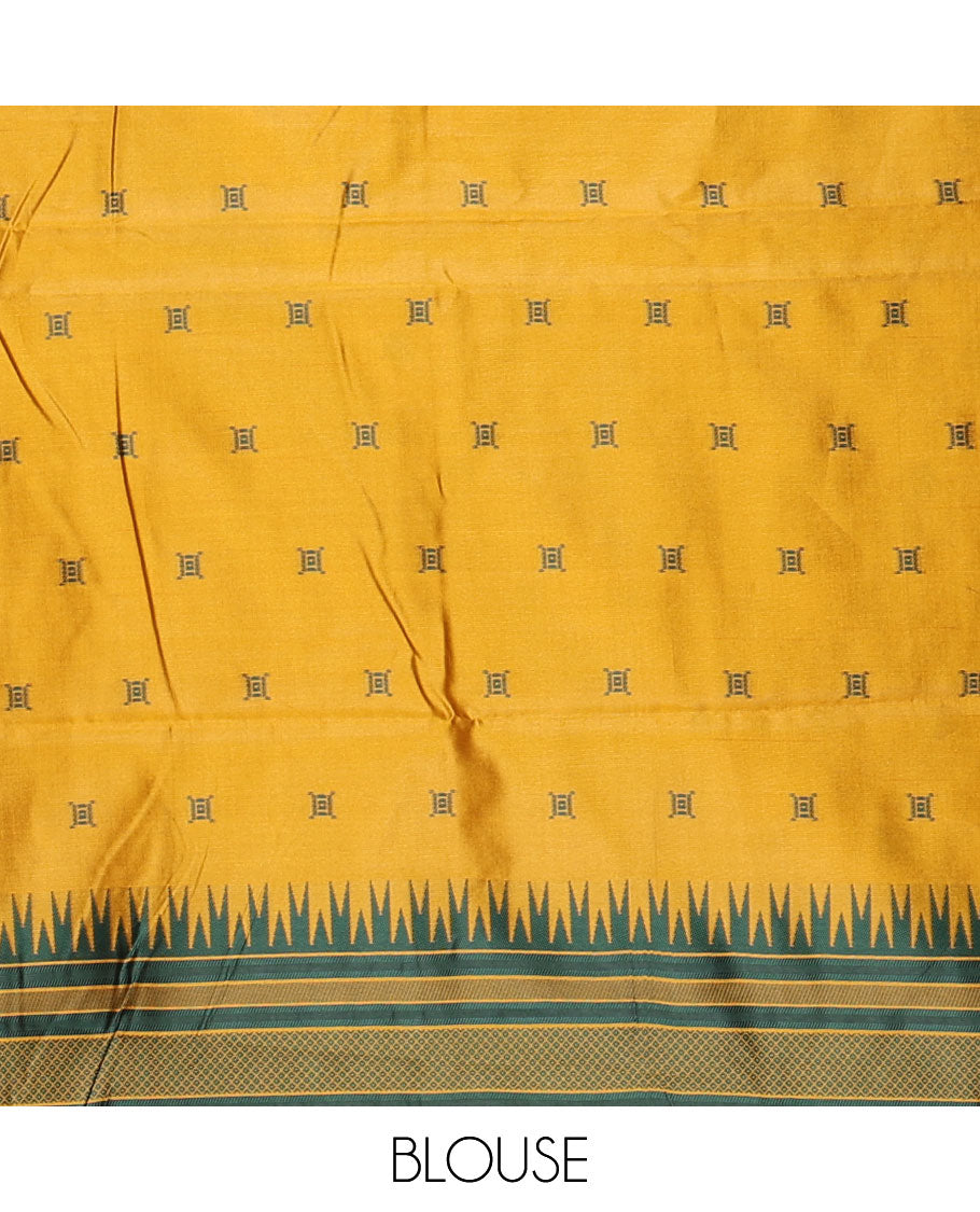 Bottle green butta thread design litchi silk saree with thalampoo design border & chit pallu along with butta design blouse