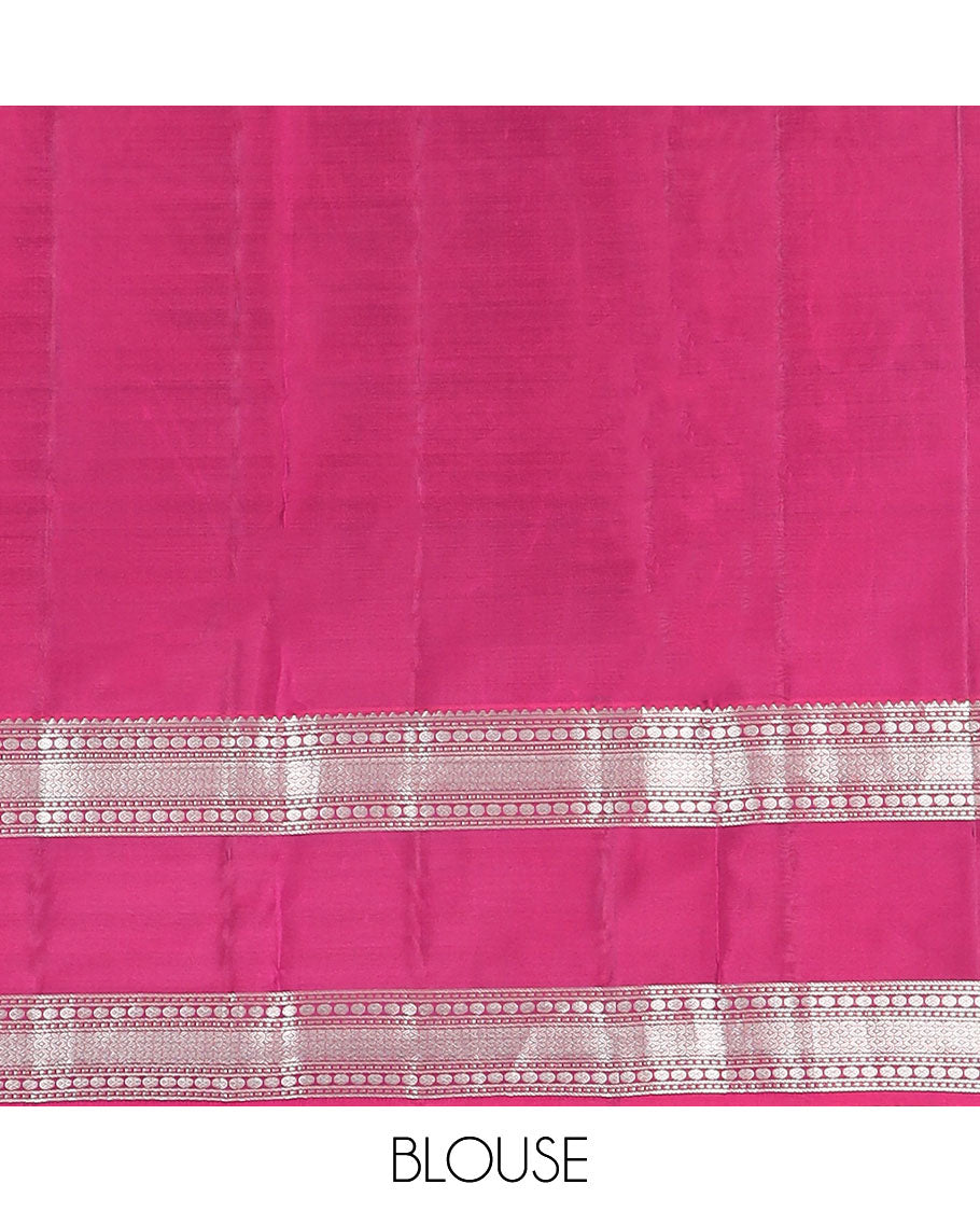 Green zari buttas vasundhara silk mix saree, contrast jaal pallu & rettai pettu border of rekku,muthu,poun & banaras designs