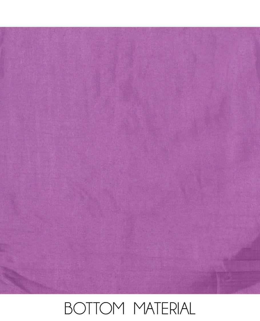 Cream-Lavender Banarasi Tissue Chanderi Material Chudidar, Buttas Top, Contrast Bottom, Floral Print Dupatta