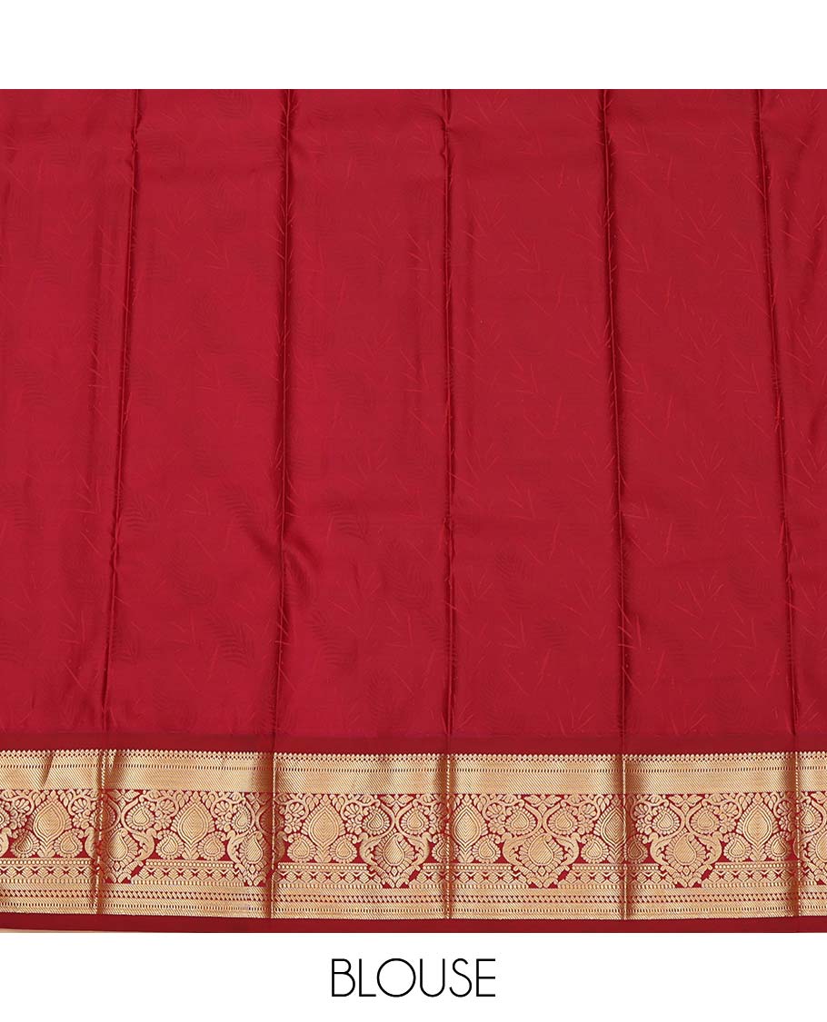 Blue Budget Silk Saree, Ornamented with Floral Vine Design, Complemented by Contrast Traditional Zari Border, a Jaal Pallu and a Contrast Blouse