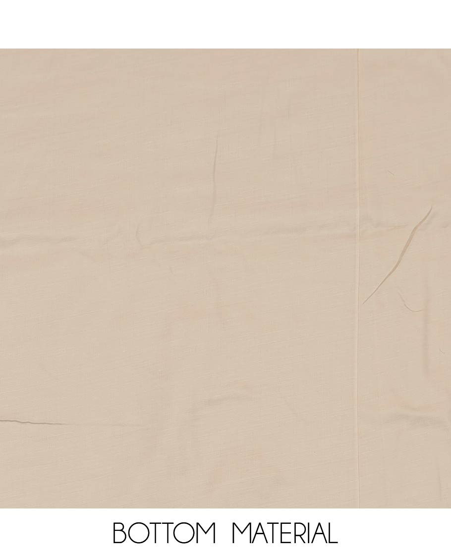 Cream material chudidar set, floral patch embroidered with mirror work top, plain bottom and floral printed dupatta
