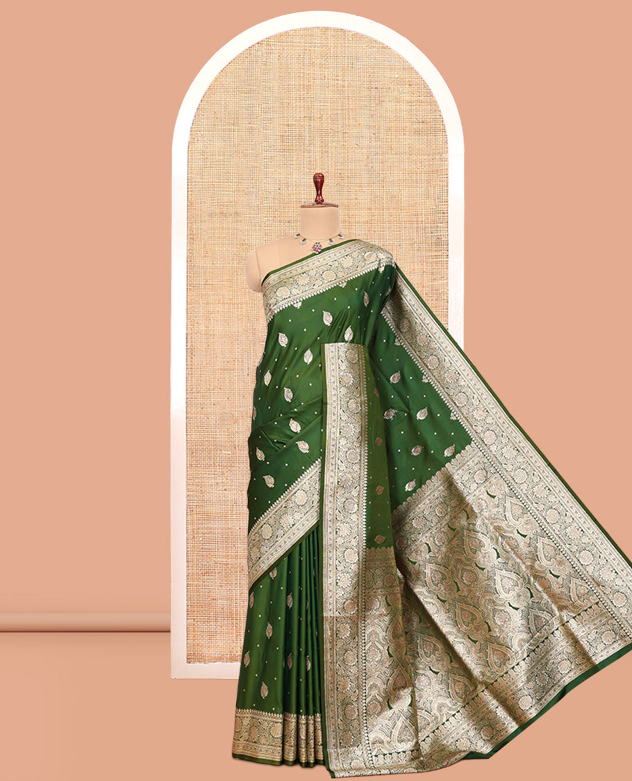 Green Semi-Banaras Silk Saree