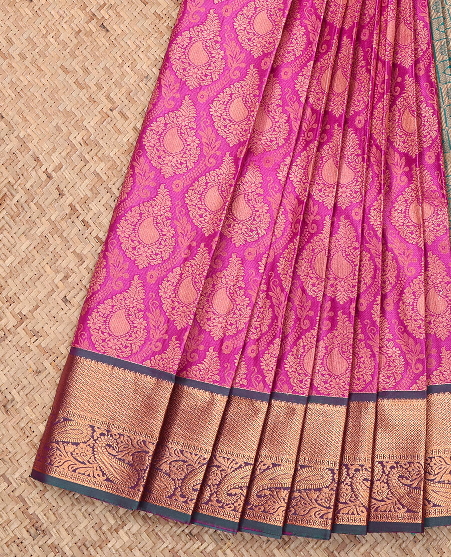 Pink Budget Silk Saree, Embellished with Jacquard Design, Complemented by a Contrast Traditional Zari Border, Grand Pallu, and Contrast Blouse