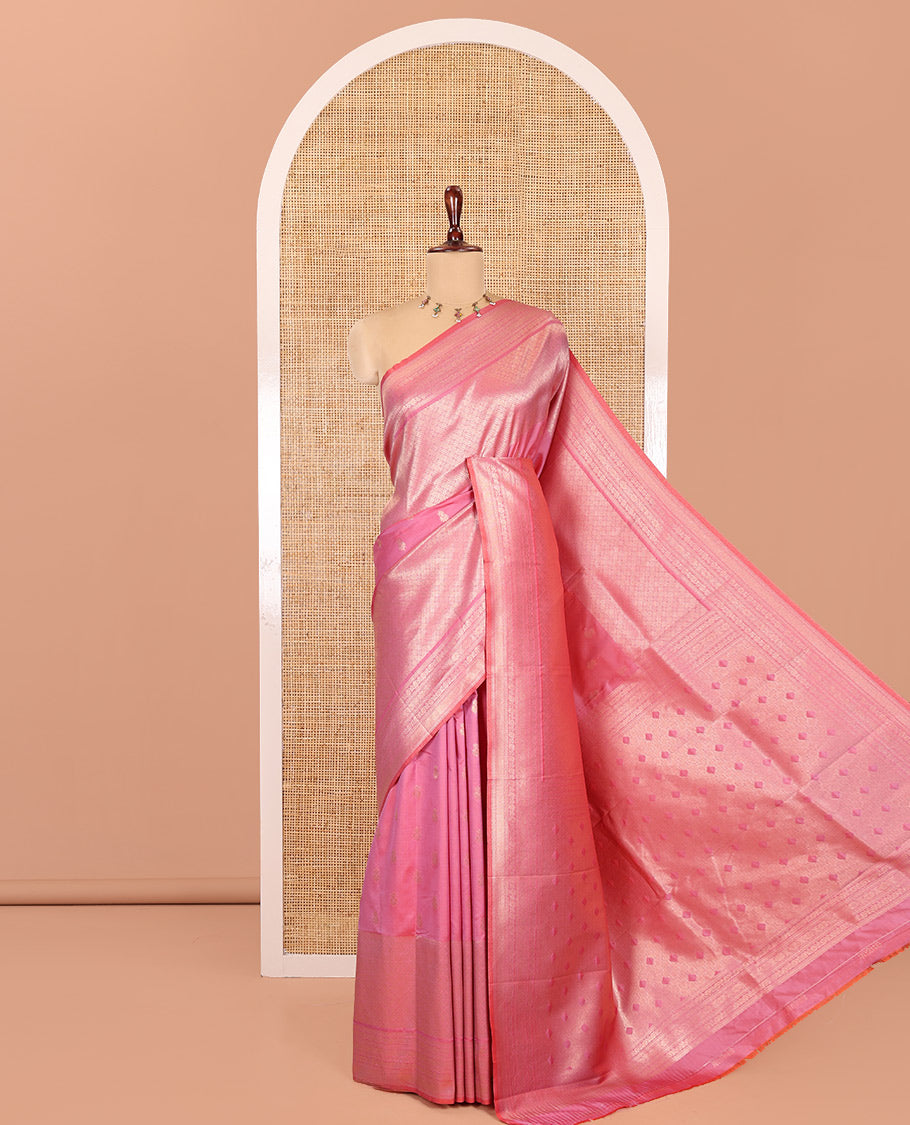 Onion Pink Elite Soft Silk Saree, Enriched with Jacquard, Buttas, Traditional Border, Grand Pallu and Matching Blouse