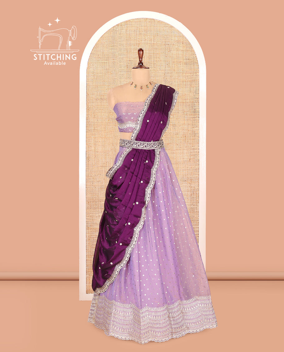 Lavender Moss Organza Half-Saree