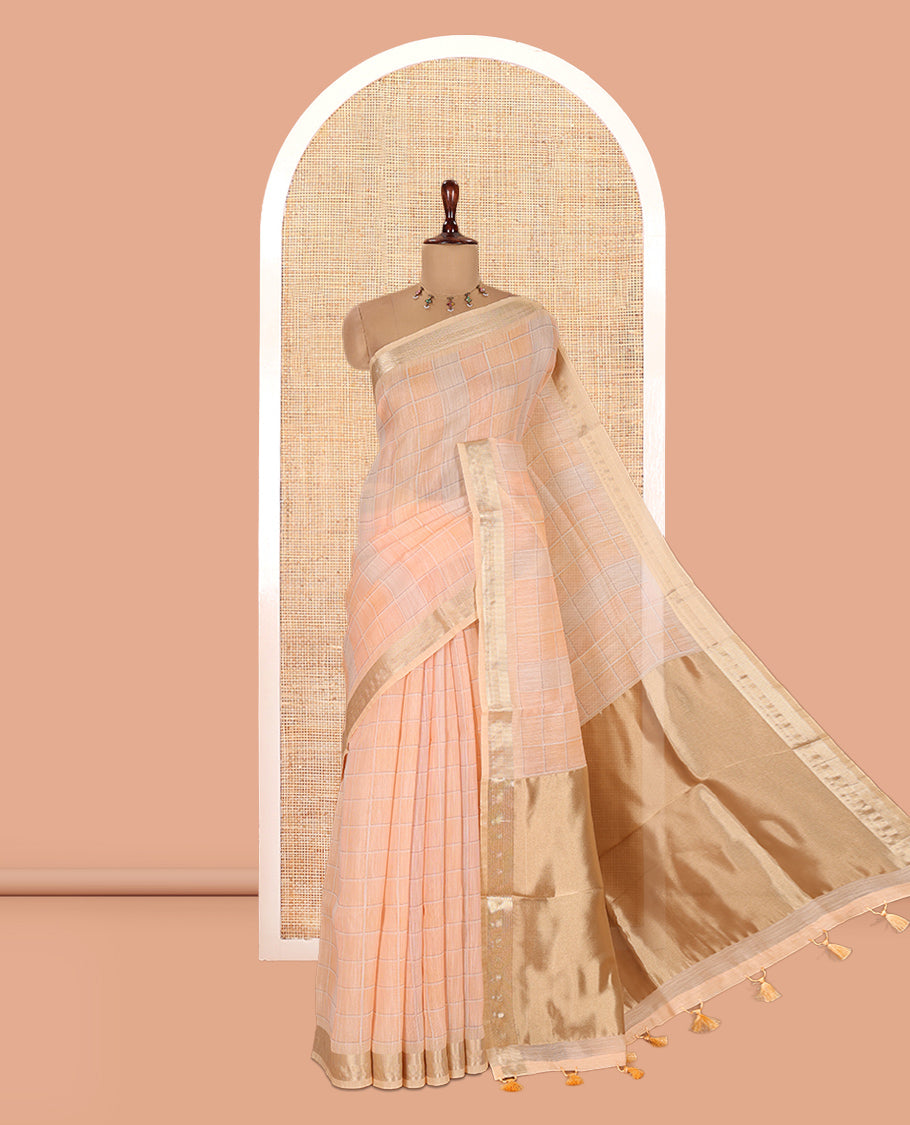Light Sandal Linen Saree
