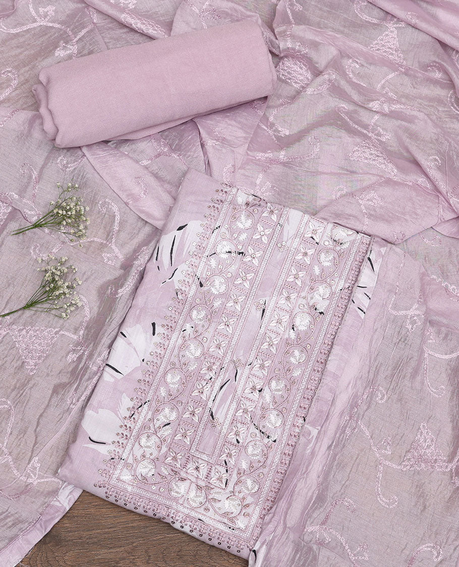 Light Lavender Cotton Material Chudidar Set