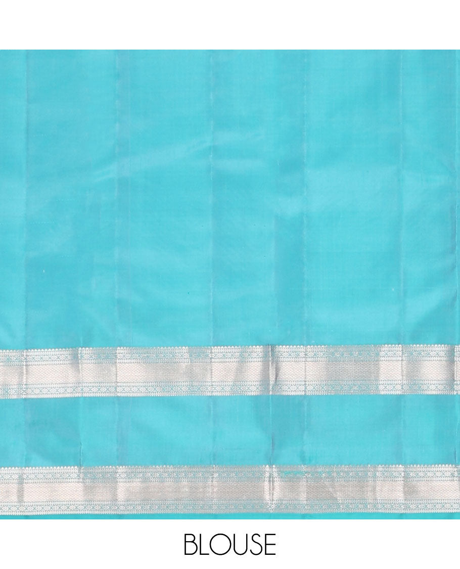 Pink zari buttas vasundhara elite silk saree, contrast rettai pettu border of rekku, muthu, diamond & kuyil kann & pallu steeped with kodi visiry designs