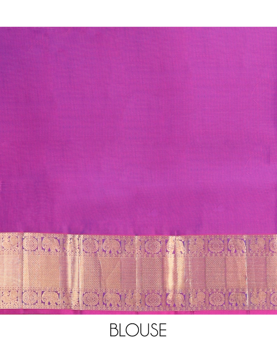 Royal Blue Vasundhara Lite-Silk Mix Saree, Artfully Woven with Annam Chakram Buttas, Complemented by a Contrast Border of Rudraksham, Annam, Chakram, Yaanai, Vanki, and Mayil Kann Designs, Grand Jaal Pallu, and Paired with a Contrast Blouse