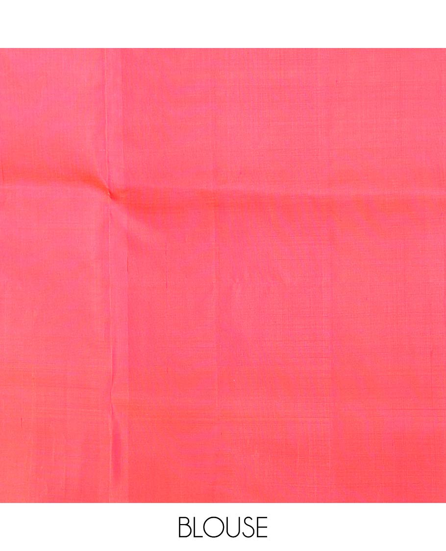 Red zari buttas soft silk saree, zari border, and pallu of intricate zari designs