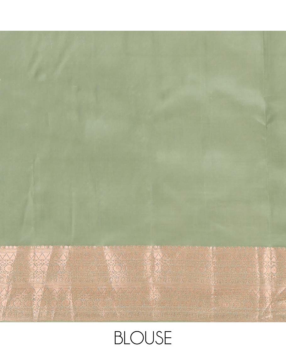 Green zari stripes Vasundhara silk mix saree, traditional zari design border, and intricate pallu