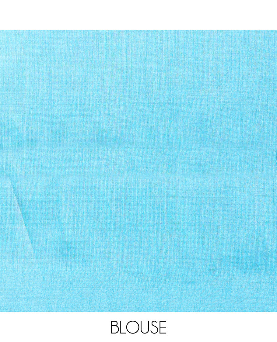 Borderless Dark Violet Semi-Raw Silk Saree Embellished with Gold-Zari Horizontal Stripes All Over Its Body, Complemented by a Contrast Pallu of Stripes, and Paired with a Contrast Blouse