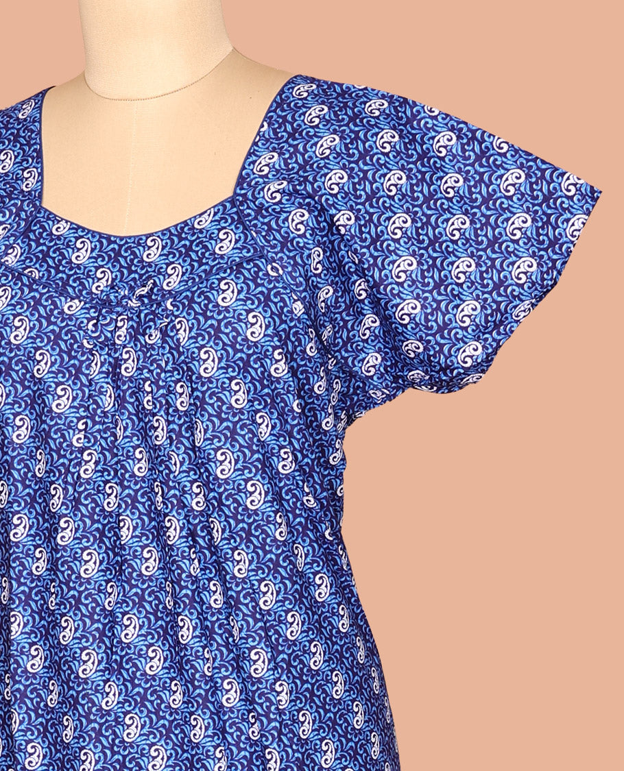 Royal Blue Cotton-Blended Nighty
