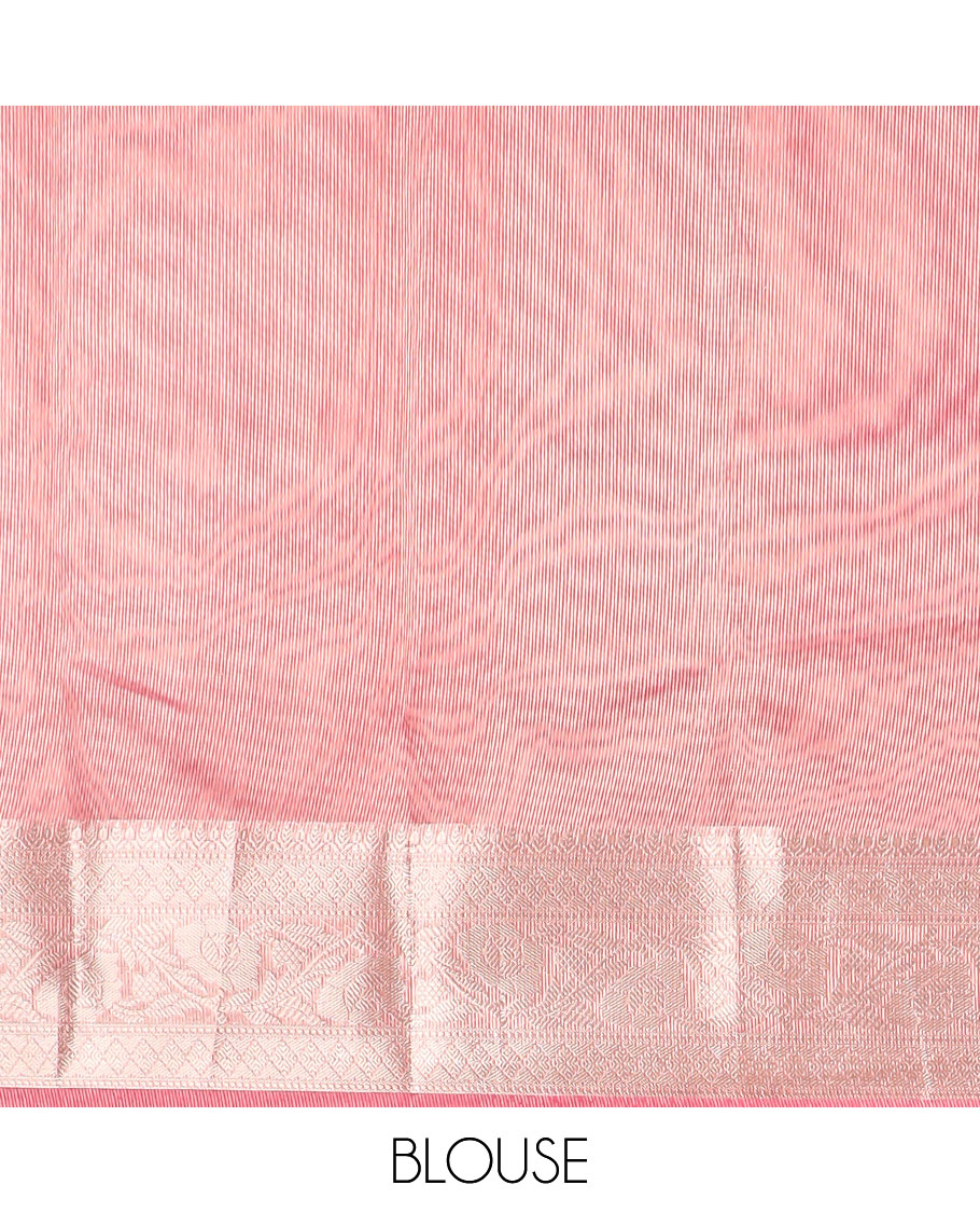 Red tissue saree with self zari design border & intricate zari design pallu