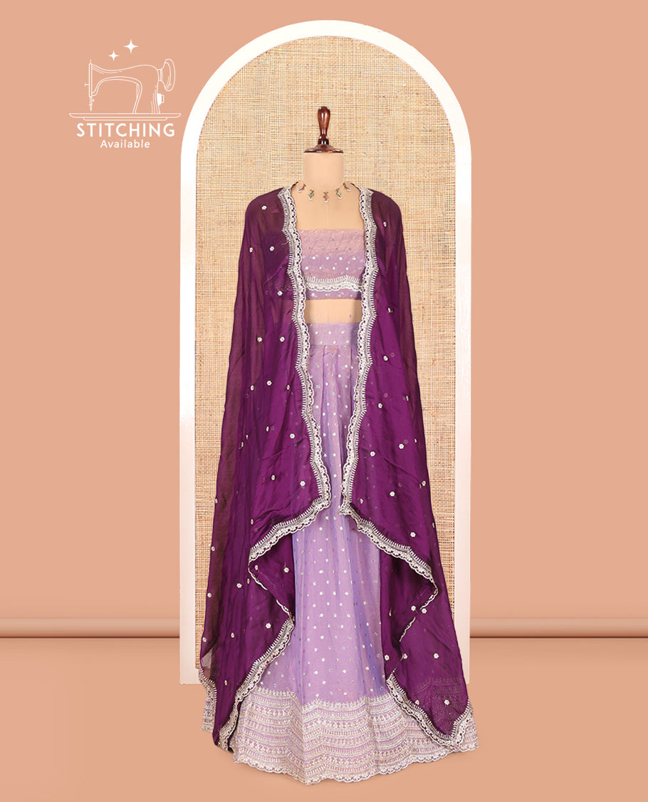 Lavender Moss Organza Half-Saree