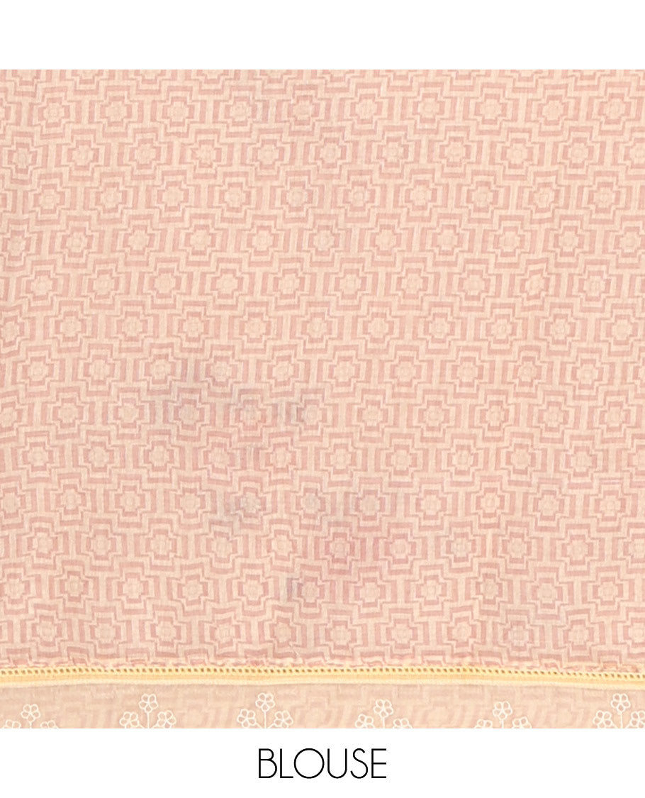Sandal Floral Motifs Chanderi Cotton Saree
