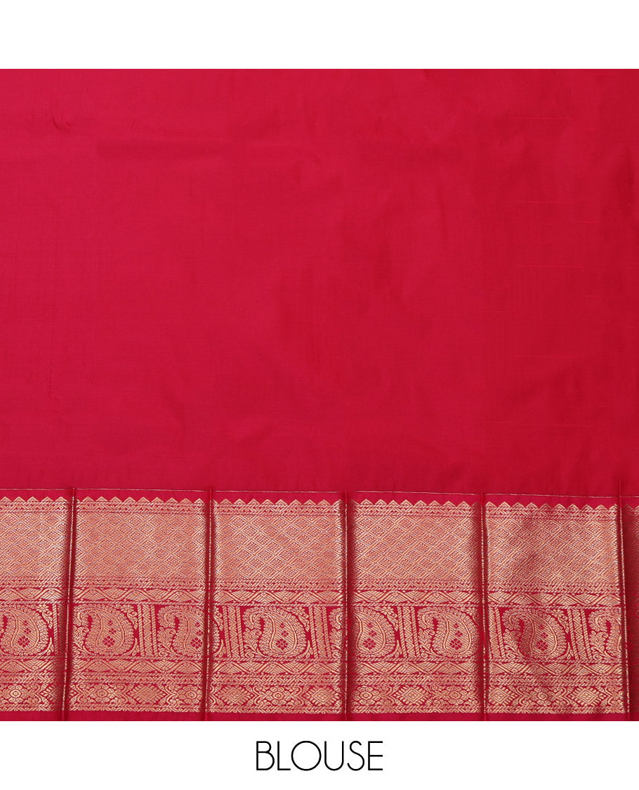 Orange Budget Silk Saree, Woven with Zari Buttas and Stripes, Contrast Tradittional Zari Border, Jaal Pallu, and a Contrast Blouse