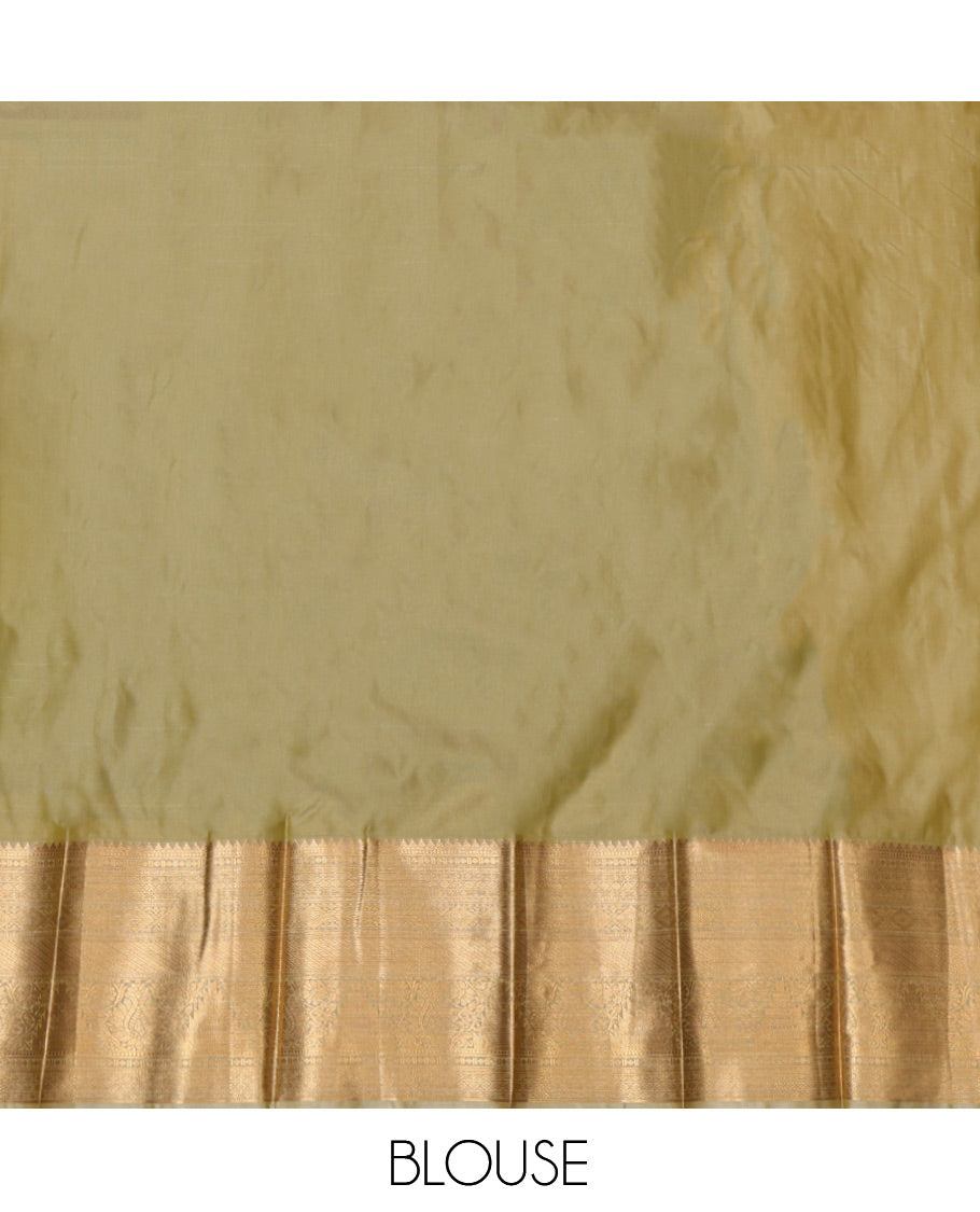 Blue Budget Silk Saree, Woven with Zari Buttas, Complemented by Contrast Traditional Zari Border, Grand Pallu and a Contrast Blouse