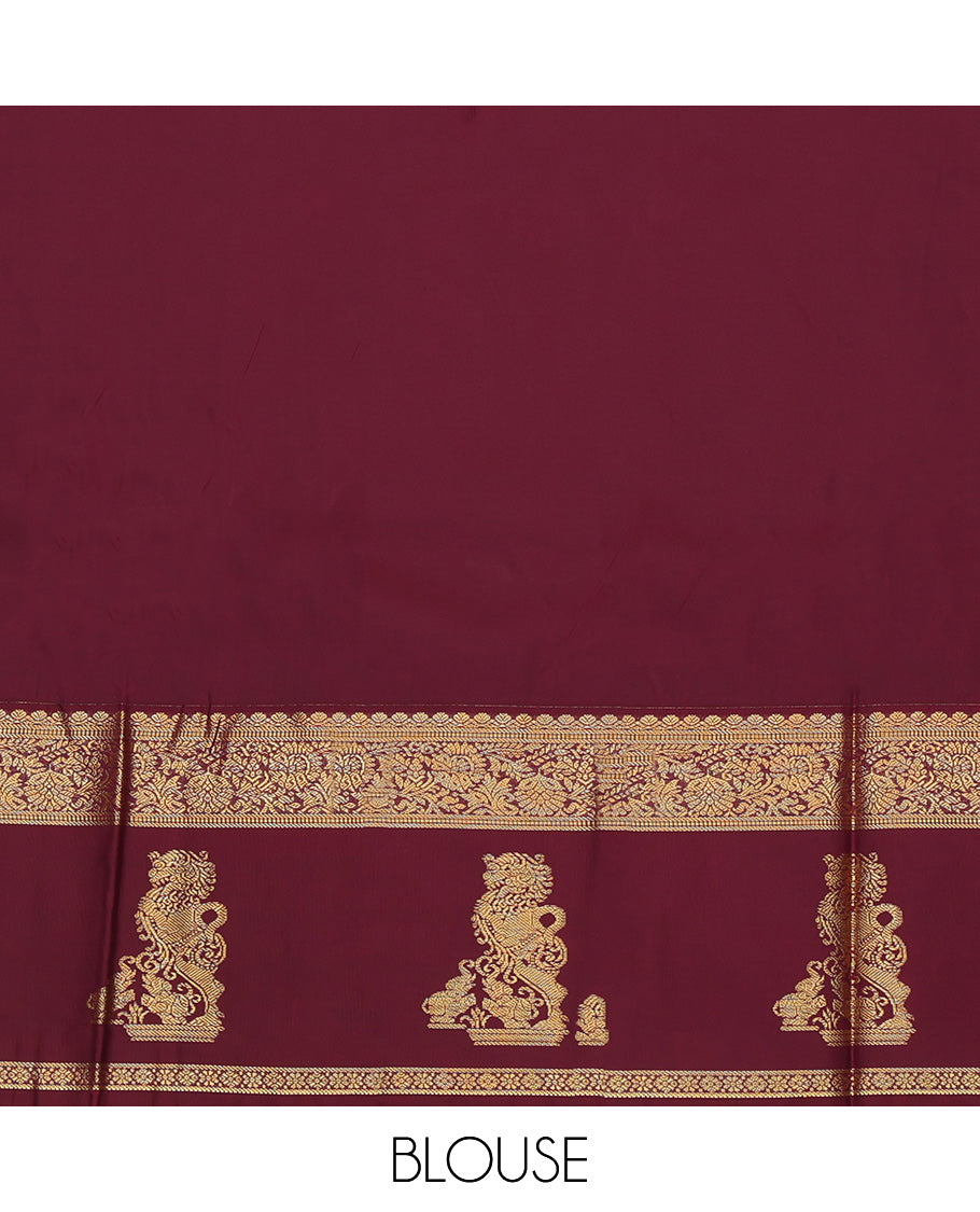 Pink Elephant Design Budget Silk Saree